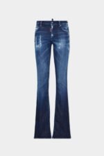 Dark Midnight Blue Wash Medium Waist Flare Jeans